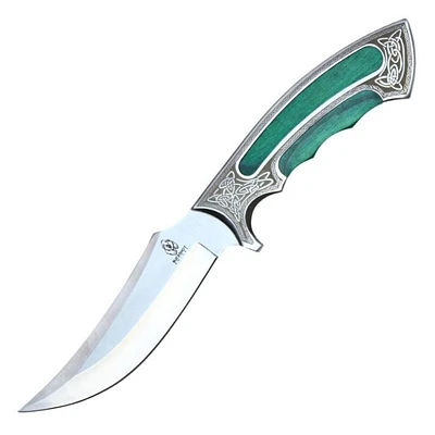 Buck Shot Celtic Pattern Teal Handle Hunting Fixed Blade 10"