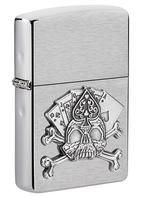 Card Skull Emblem (Brushed Chrome) Zippo