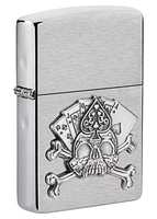 Card Skull Emblem (Brushed Chrome) Zippo