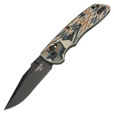 Hogue Deka Manual Knife Tan G-10 (3.25" Plain Black) Clip Point 24277