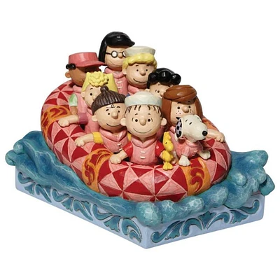 Disney  The Peanuts Gang Charlie Brown and Friends Rafting Stone Resin Statue