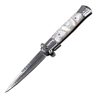 Milano Stiletto (White Marble) A/O Pocket Knife [MWT]
