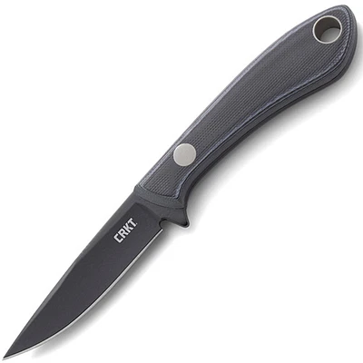 CRKT Mossback Bird & Trout Fixed Blade Knife Black/Gray G-10 [2.85" Plain Black] Drop Point 2832