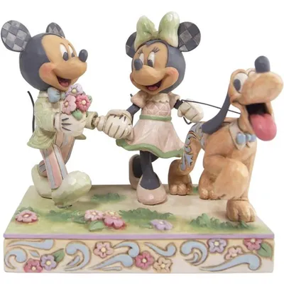 Disney - Mickey Mouse and Minnie Mouse White Woodland Springtime Stroll (By Jim Shore)