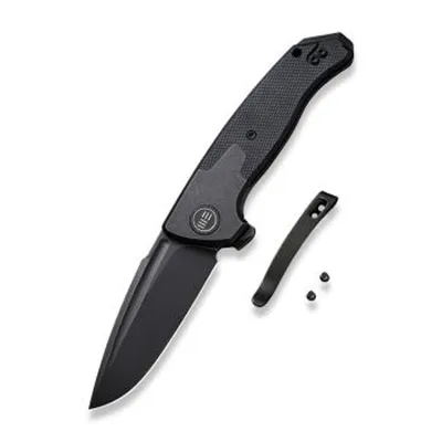 WE Press Check Knife Black Titanium + Black G-10 (3.15" Black Stonewashed 20CV) WE20078B-1