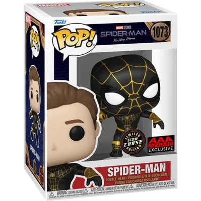 Funko Pop Chase Unmasked Spider-Man Black Suit "Spider-Man: No Way Home" AAA Exclusive [1073]