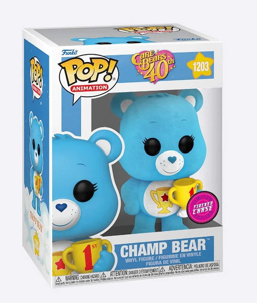 Funko POP CHASE Champ Bear Flocked "Care Bears 40th" [1203]