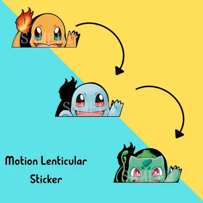 3D Motion Sticker (Pokemon) Charmander Bulbasaur, Squirtle