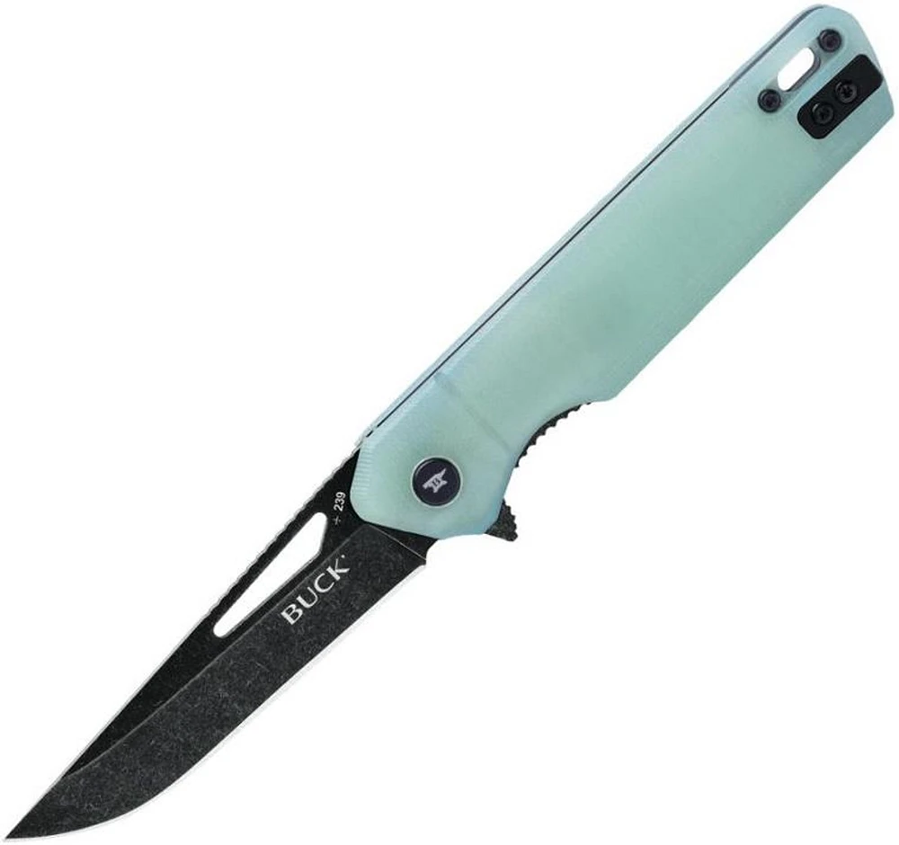 Buck 239 Fusion Liner Lock A/O Knife Jade G-10 (3.25" Black Stonewash 7Cr) 0239GRS1