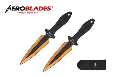 Double Edge Spear (Gold & Black) Throwing Knife 7.5" (2pc Set)