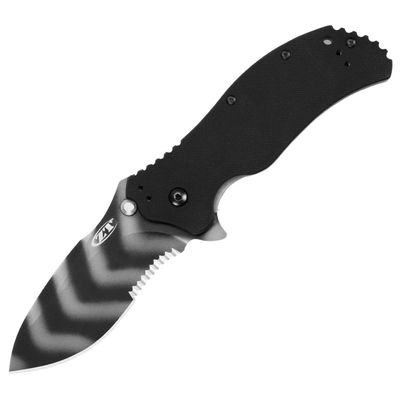 Zero Tolerance 0350 Spring Assisted Knife Liner Lock Black G-10 [3.25" Serrated Tiger Stripe] Drop Point 0350TSST