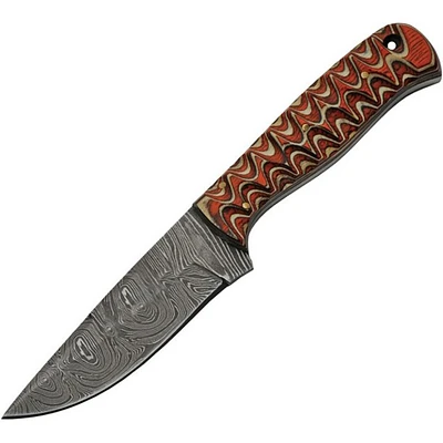 Damascus Twisted Wood Handle Hunter Fixed Blade (8" Overall)