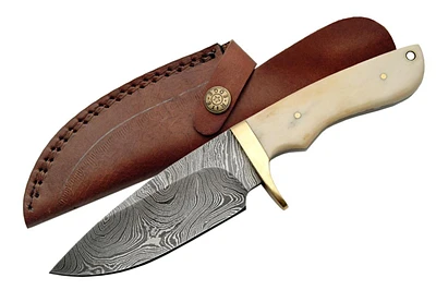 Damascus Bone Twist Hunter Fixed Blade (9" Overall)