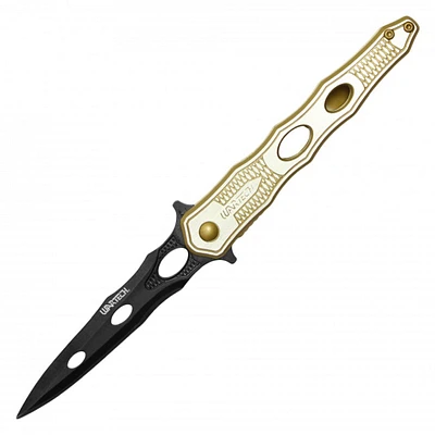 Wartech Dagger (Gold) Curved Black Blade A/O Pocket Knife