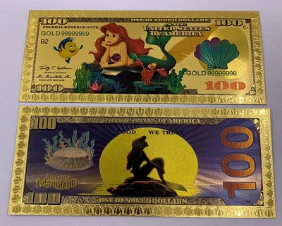 Disney The Little Mermaid (Ariel Lying on Rock) Souvenir Coin Banknote