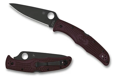 Endura 4 (Sprint Run) Lightweight Burgundy FRN Knife [3.80" Black PD#1] Spyderco C10BGBKP