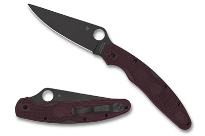 Police 4 (Sprint Run) Lightweight Burgundy FRN Knife [4.38" Black PD#1] Spyderco C07BGBKP4