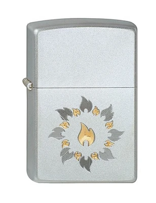 Satin Chrome Ring of Fire Zippo