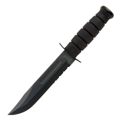 Ka-Bar Fighting Knife Fixed Blade Knife Black Kraton [7.00" Serrated Black] Clip Point KA1214