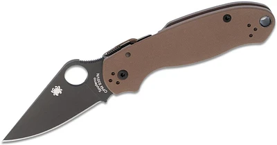 Spyderco Paramilitary 3 Folding Knife Compression Lock Earth Brown G-10 [3.00" Black S35VN] Clip Point C223GPBNBK