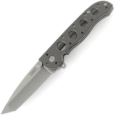 CRKT M16 Manual Knife Liner Lock Grey Aluminum [ 3.11" Plain Bead Blast]  Tanto M16-04S