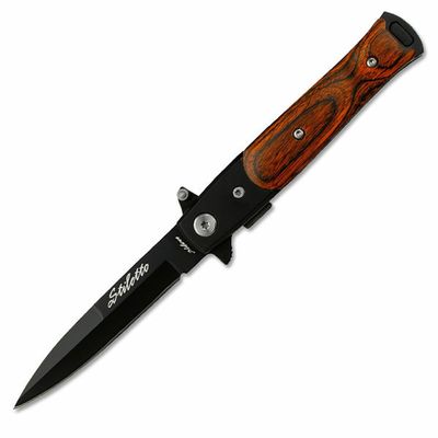 Brown Stiletto AO Pocket Knife Black Blade (MED)