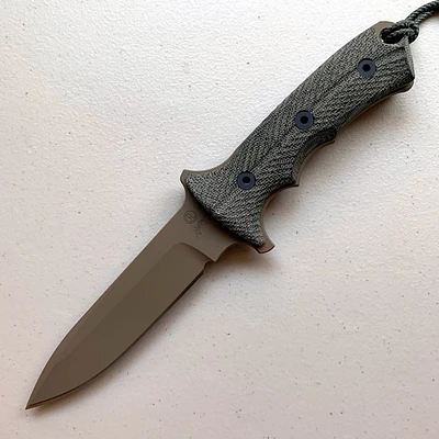 CRK Small Green Baret Fixed Blade Knife Gray Micarta [5.5" Dark Earth Brown Plain] Spear Point