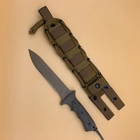 CRK Green Baret Fixed Blade Knife Gray Micarta [7.00" Dark Earth Brown Plain] Spear Point