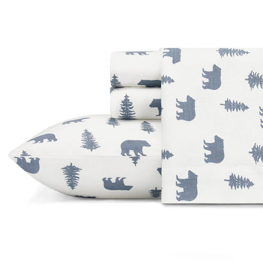 Ensemble de draps en flanelle Eddie Bauer avec motif d'arbres et d'ours