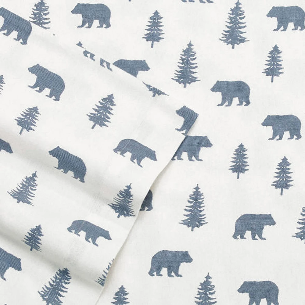 Ensemble de draps en flanelle Eddie Bauer avec motif d'arbres et d'ours