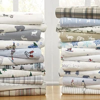 Ensemble de draps en flanelle Eddie Bauer avec motif d'arbres et d'ours