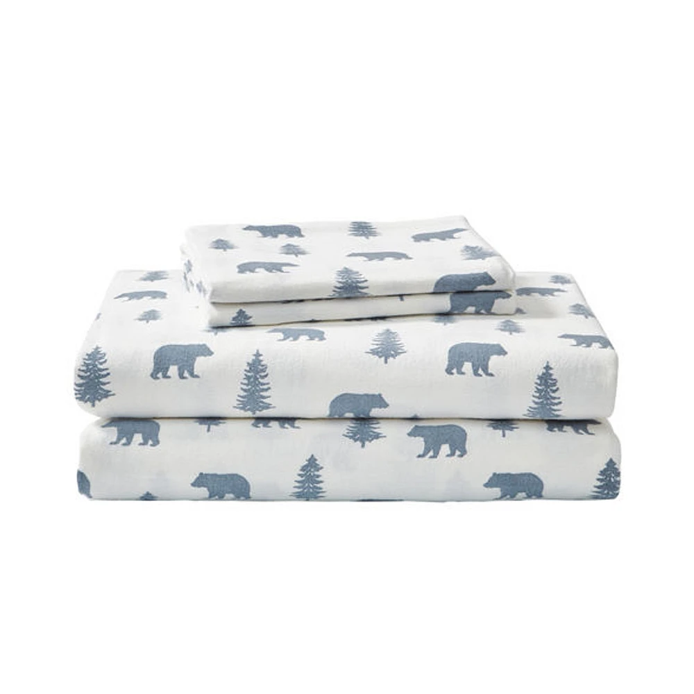 Ensemble de draps en flanelle Eddie Bauer avec motif d'arbres et d'ours