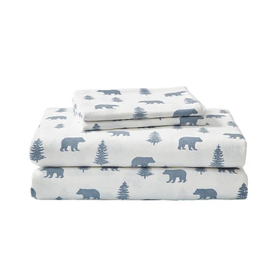 Ensemble de draps en flanelle Eddie Bauer avec motif d'arbres et d'ours