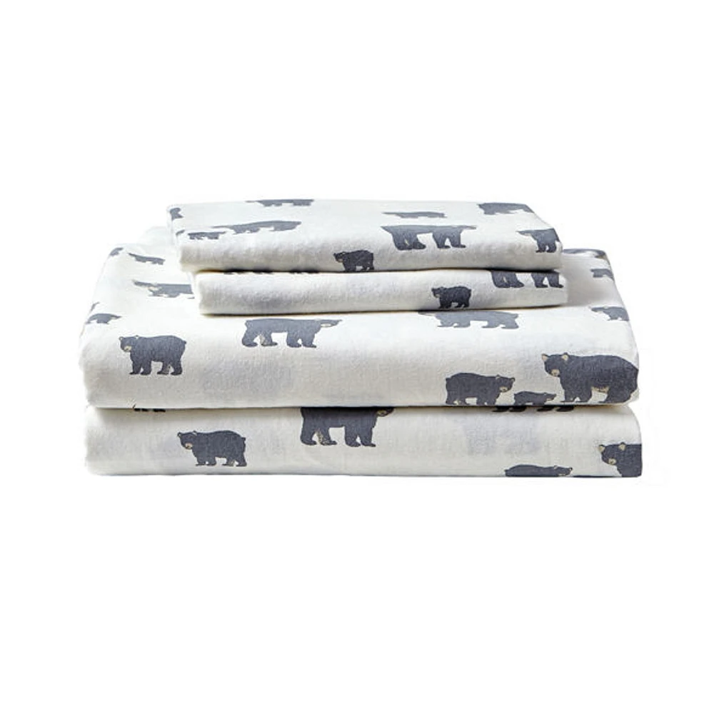 Ensemble de draps en flanelle Eddie Bauer avec motif d'un clan d'ours