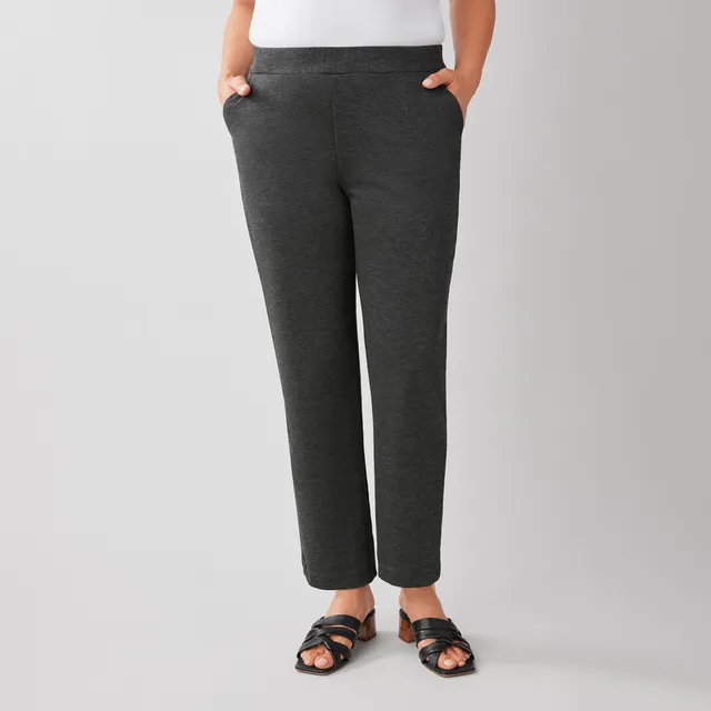 J. Jill Ponte Slim Leg Dimond Print Pants Stretchy Black & Gray Size Medium