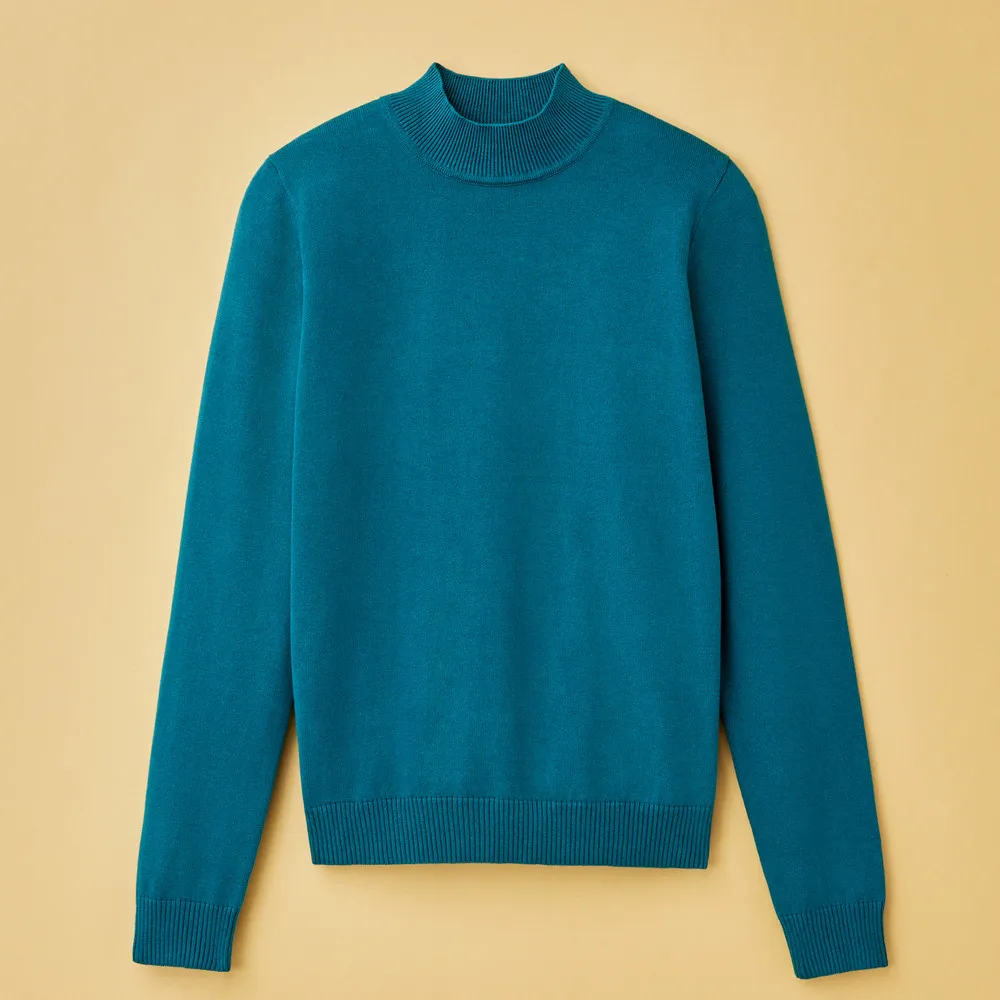 Mock Neck Solid Sweater