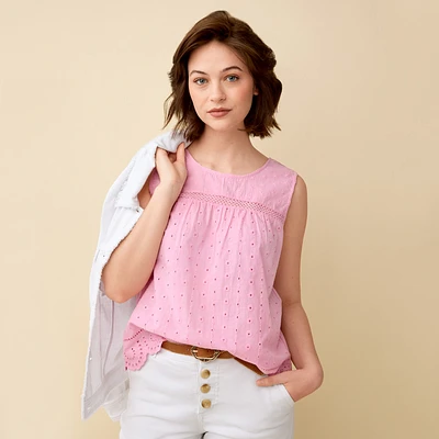 Textured Cotton Sleeveless Top
