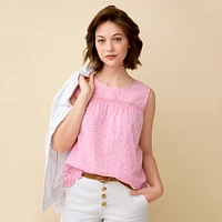 Textured Cotton Sleeveless Top