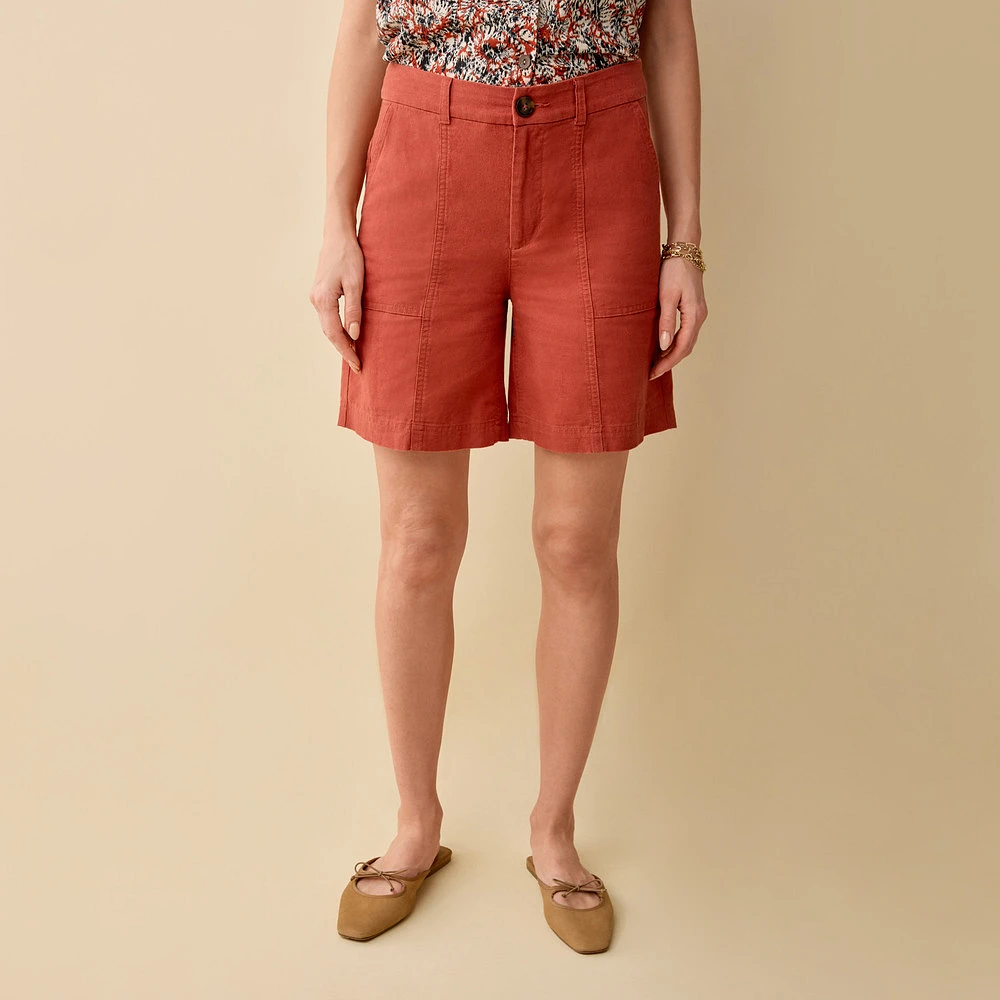 Linen-Blend Cargo Short