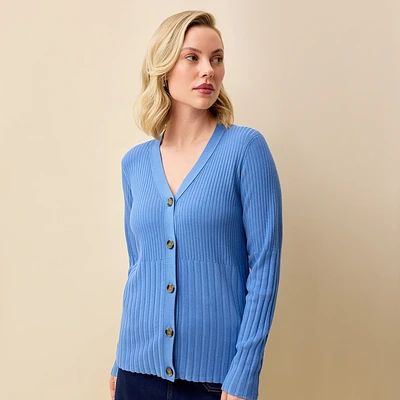 Rib Knit V-Neck Cardigan