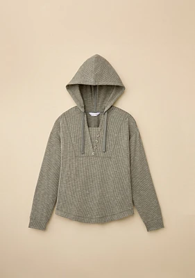 Lightweight Rib Knit Hoodie