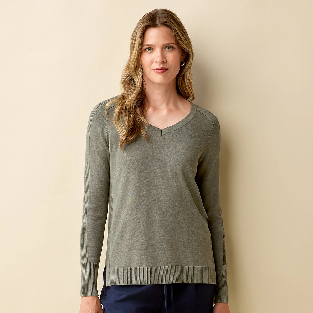 High-Low V-Neck Sweater