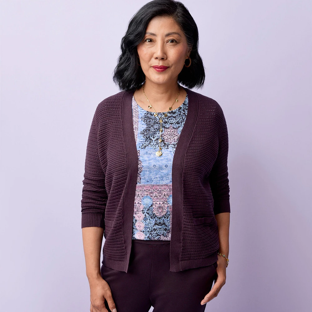 Petite - Cotton Pointelle Cardigan