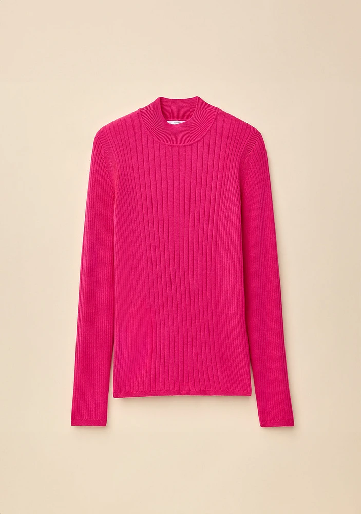 Cotton Ribbed Mockneck Sweater