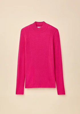 Cotton Ribbed Mockneck Sweater