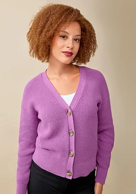 Shaker Stitch Cotton Cardigan