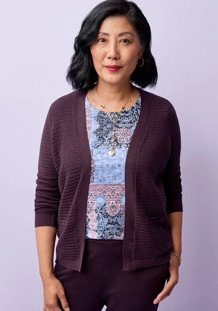 Petite - Cotton Pointelle Cardigan