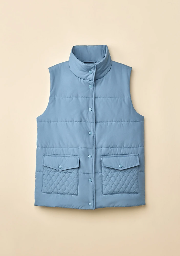 Stand Collar Long Vest