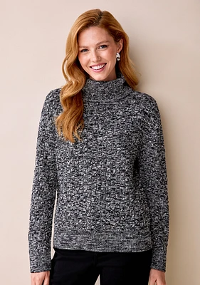 Textured Knit Turtleneck Sweater