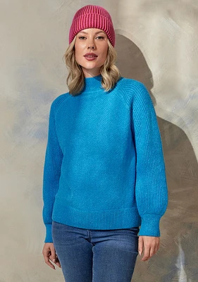 Cotton Blend Mockneck Sweater